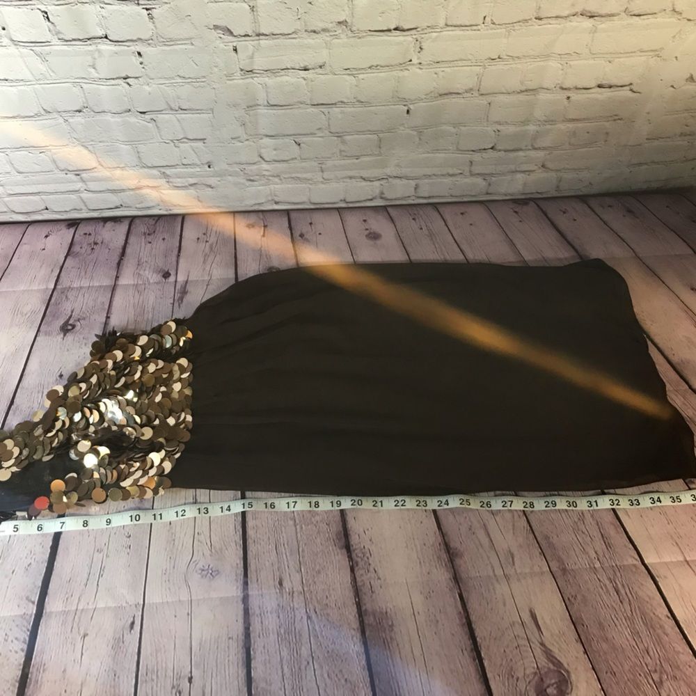 R&M Richards Gold Sequin Chocolate Tank Dress Bubble Hem Festive Concert Y2K 12 - Picture 11 of 11
